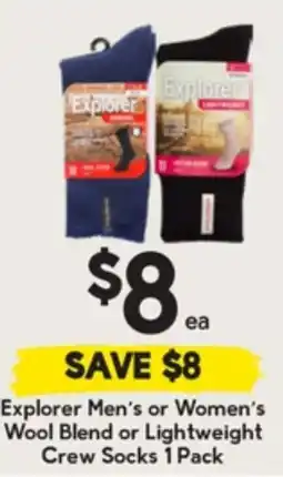 Drakes Explorer Men's or Women's Wool Blend or Lightweight Crew Socks offer