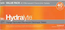 Amcal Pharmacies Hydralyte Effervescent Electrolyte Tablets Orange Flavour 40 Pack offer