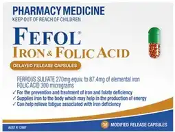 Amcal Pharmacies Fefol Iron & Folic Acid 30 Capsules offer