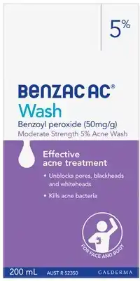 Amcal Pharmacies Benzac AC Moderate Strength 5% Acne Wash 200mL offer