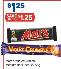 Foodland Mars or Violet Crumble Medium Bar Lines offer