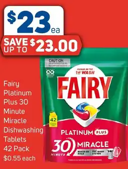 Foodland Fairy Platinum Plus 30 Minute Miracle Dishwashing Tablets offer