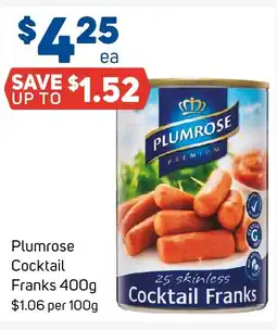 Foodland Plumrose Cocktail Franks offer