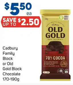 Foodland Cadbury Family Block or Old Gold Block Chocolate offer