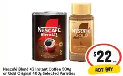 IGA Nescafé Blend 43 Instant Coffee or Gold Original Selected Varieties offer