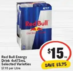 IGA Red Bull Energy Drink Selected Varieties offer