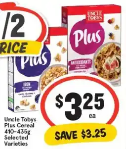 IGA Uncle Tobys Plus CerealSelected Varieties offer