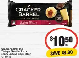 IGA Cracker Barrel The Vintage Cheddar Extra Sharp Cheese Block offer