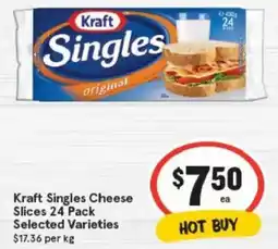 IGA Kraft Singles Cheese SlicesSelected Varieties offer