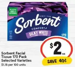 IGA Sorbent Facial Tissue Selected Varieties offer