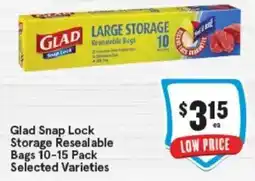 IGA Glad Snap Lock Storage Resealable BagsSelected Varieties offer
