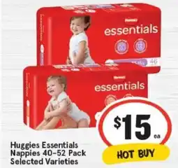 IGA Huggies Essentials Nappies Selected Varieties offer