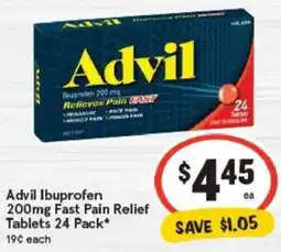 IGA Advil Ibuprofen Fast Pain Relief Tablets offer
