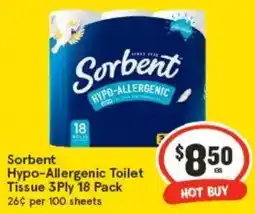 IGA Sorbent Hypo-Allergenic Toilet Tissue 3Ply offer