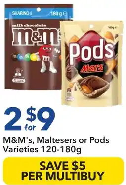 Ritchies M&M's, Maltesers or Pods Varieties offer