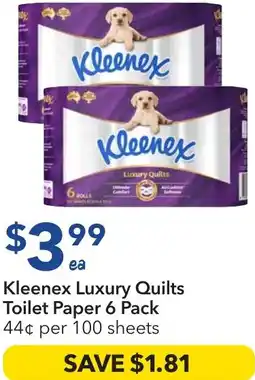 Ritchies Kleenex Luxury Quilts Toilet Paper offer