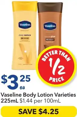 Ritchies Vaseline Body Lotion Varieties offer