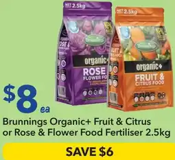 Ritchies Brunnings Organic+ Fruit & Citrus or Rose & Flower Food Fertiliser offer