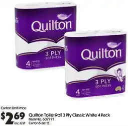 Campbells Wholesale Quilton Toilet Roll 3 Ply Classic White offer