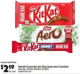 Campbells Wholesale Nestlé Share Bar offer