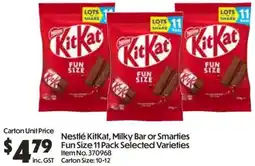 Campbells Wholesale Nestlé kitkat, milky bar or smarties fun size selected varieties offer