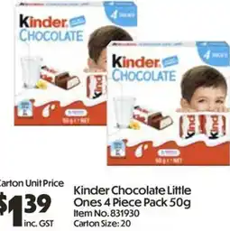 Campbells Wholesale Kinder chocolate little ones pack 4 piece pack offer