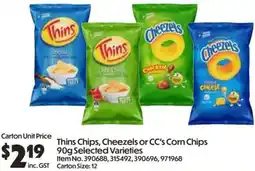 Campbells Wholesale Thins Chips, Cheezels or CC's Corn Chips offer