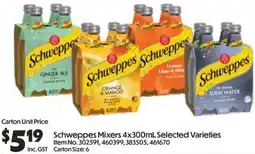 Campbells Wholesale Schweppes Mixers offer