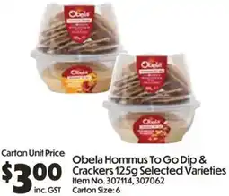 Campbells Wholesale Obela Hommus To Go Dip & Crackers offer