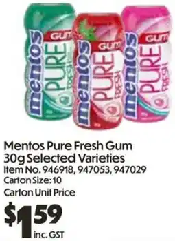 Campbells Wholesale Mentos Pure Fresh Gum offer