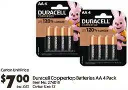 Campbells Wholesale Duracell Coppertop Batteries AA offer
