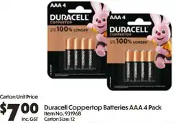 Campbells Wholesale Duracell Coppertop Batteries AAA offer
