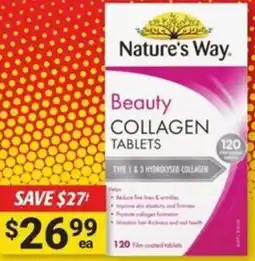Cincotta Chemist Nature's way beauty collagen tablets offer