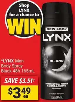 Cincotta Chemist LYNX Men Body Spray Black 48h offer