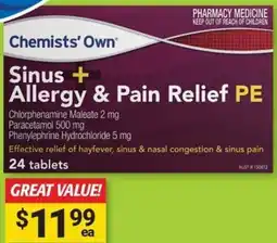 Cincotta Chemist Chemists' Own Sinus + Allergy & Pain Relief PE offer