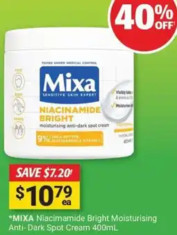 Cincotta Chemist Mixa niacinamide bright moisturising anti-dark spot cream offer