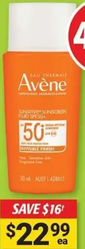Cincotta Chemist Avene Sunsitive Sunscreen Fluid SPF 50+ offer
