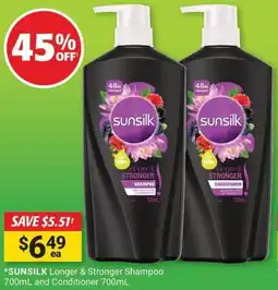 Cincotta Chemist Sunsilk longer & stronger shampoo 700ml and conditioner offer