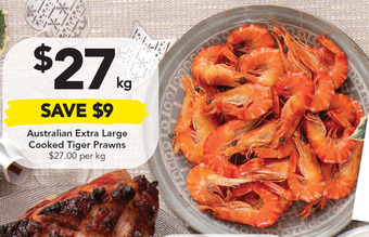 Drakes Australian extra large cooked tiger prawns offer