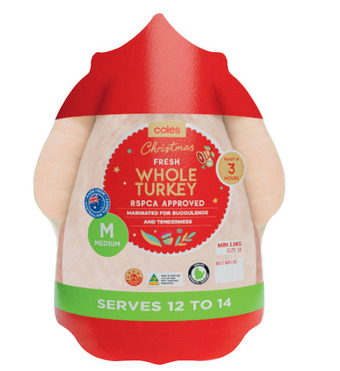 Coles Coles rspca approved turkey whole medium 3.8kg offer