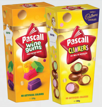 Drakes Pascall clinkers 300g or wine gums 500g offer