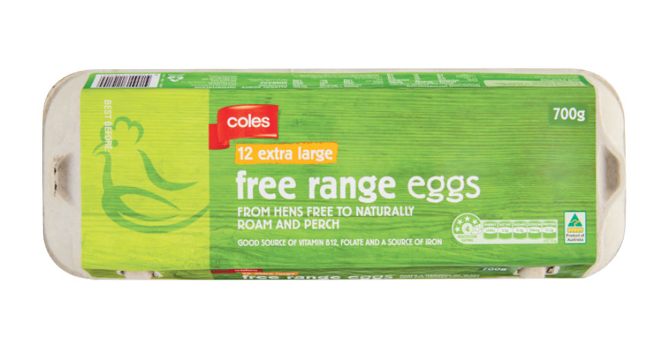 Coles australian free range eggs 12 pack 700g offer at Coles
