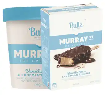 Drakes Bulla murray st ice creamery ice cream 460ml or sticks 4 pack offer