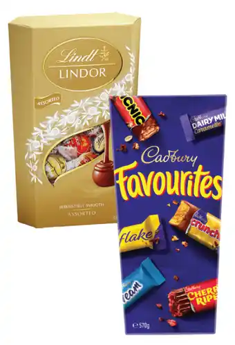 Drakes Cadbury favourites 570g or lindor cornet 333g offer
