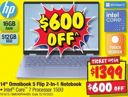 JB Hi-Fi 14" Omnibook 5 Flip 2-In-1 Notebook offer