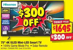 JB Hi-Fi 75" 4K ULED Mini-LED Smart TV offer