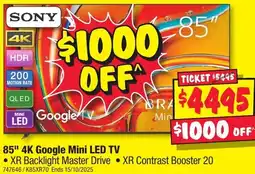 JB Hi-Fi SONY 85" 4K Google Mini LED TV offer