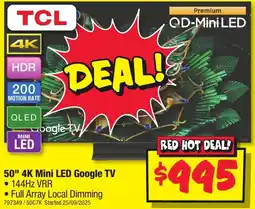 JB Hi-Fi TCL 50" 4K Mini LED Google TV offer