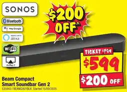 JB Hi-Fi SONOS Beam Compact Smart Soundbar Gen 2 offer