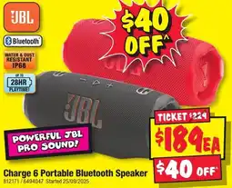 JB Hi-Fi JBL Charge 6 Portable Bluetooth Charge 6 Portable Bluetooth Speaker offer